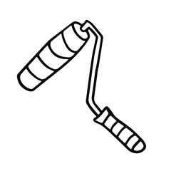 Paint roller in doodle style. Isolated vector.