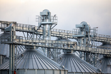 Close-up on steel grain silo in the fields. Photo taken in natural lighting, soft light © Fotoforce