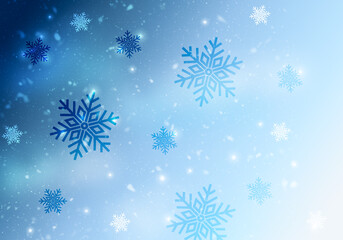 Fototapeta na wymiar Abstract snowflakes blue background for wintertime.