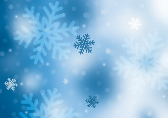 Winter blue background with snowflakes.