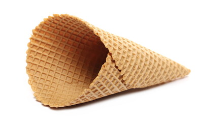 Empty ice cream cone isolated on white  
