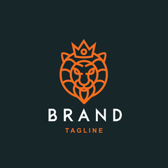vector lion king monoline minimalist simple logo Perfect for any brand and company 