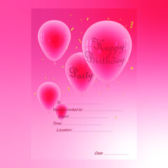 background with balloons. birthday invitation