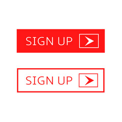 Sign up red and white buttons vector illustration for web