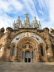 Fototapeta na wymiar The Church of the Sacred Heart on Tibidabo hill, Barcelona, no people 