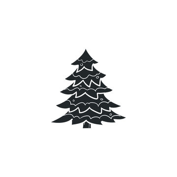 Snowy Tree Icon Silhouette Illustration. Winter Vector Graphic Pictogram Symbol Clip Art. Doodle Sketch Black Sign.