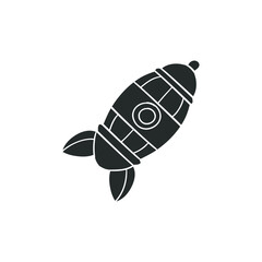 Rocket Icon Silhouette Illustration. Space Travel Vector Graphic Pictogram Symbol Clip Art. Doodle Sketch Black Sign.