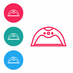 Red line Manicure lamp icon isolated on white background. UV lamp for nail polish drying. Set icons in circle buttons. Vector