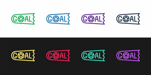 Set line Goal soccer football icon isolated on black and white background. Vector