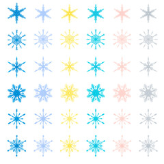 Collection of abstract simple snowflakes with gradient. Christmas decor