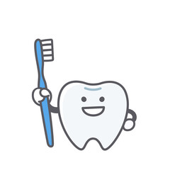 歯磨きを勧める歯のシンプルで可愛いイラスト