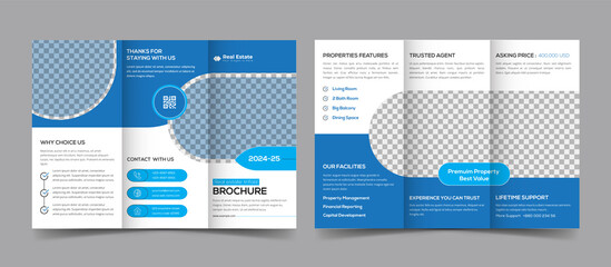 Real Estate Promotional Multipurpose Trifold Brochure Design Template, Real Estate Agency Trifold Brochure Design 
