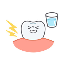 知覚過敏に悩む歯のシンプルで可愛いイラスト