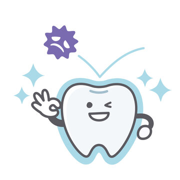 ウィルスをカバーする歯のシンプルで可愛いイラスト Stock Vector Adobe Stock