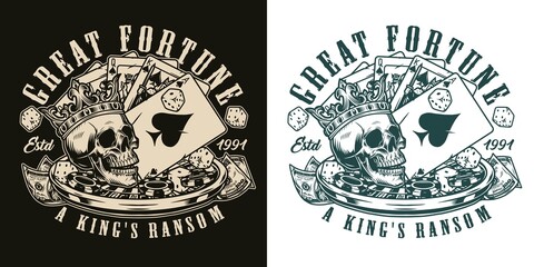 Fototapeta premium Casino vintage monochrome badge