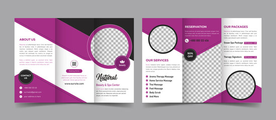 Hair Saloon And Beauty Spa Modern Business Trifold Brochure Design Template