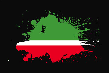Chechen Republic Flag With Grunge Effect Design