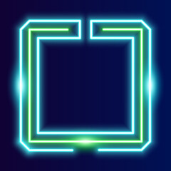 Futuristic technology Neon frame border. blue and pink neon glowing background