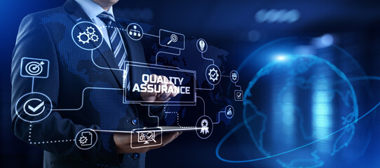 Quality assurance standard control certification technology concept.