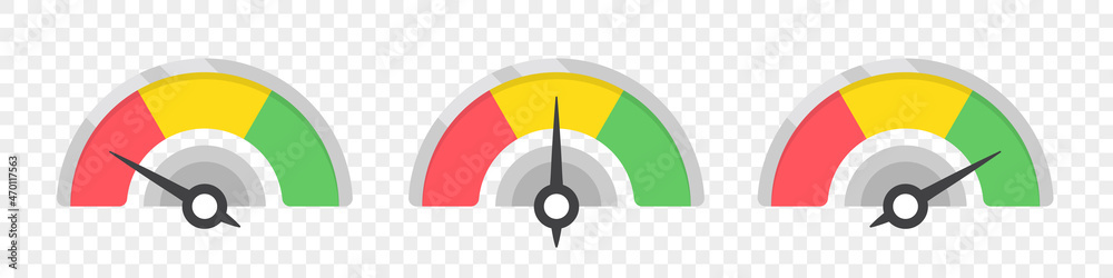 Aufkleber set of measuring speedometer icons. infographic gauge elements