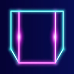 Futuristic perspective Neon frame border. blue and pink neon glowing background