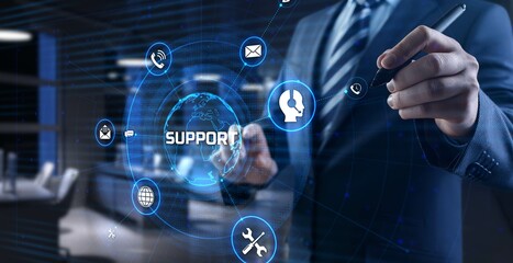 Support customer service business technology concept on virtual screen.