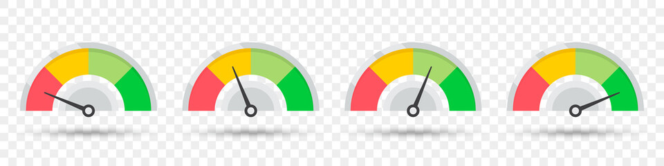 Set of colorful rating indicator icons in a flat design