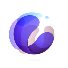 Abstract sphere blue water logo. Yin Yang symbol. Modern vector icon in a sphere with splashes.