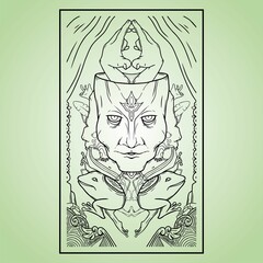 line art illustration with various object and symmetrical looks. line art illustration vector