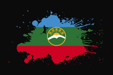 Karachay Cherkessia Flag With Grunge Effect Design
