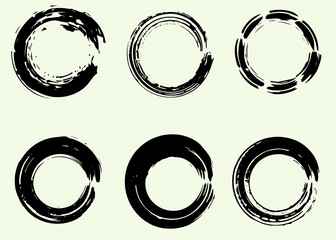 Grunge vector circles. Brush strokes set