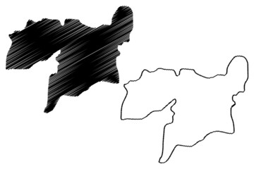 Vellore district (Tamil Nadu State, Republic of India) map vector illustration, scribble sketch Vellore map