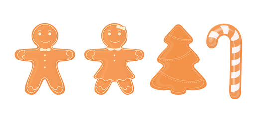 Gingerbread man. Gingerbread cookies on a white background. Vector illustration