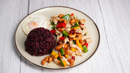 Stir-fried Chicken breast with cashew nut, Thai food