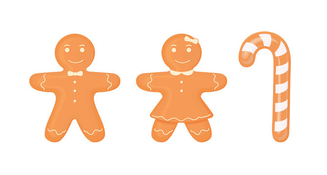 Gingerbread man. Gingerbread cookies on a white background. Vector illustration
