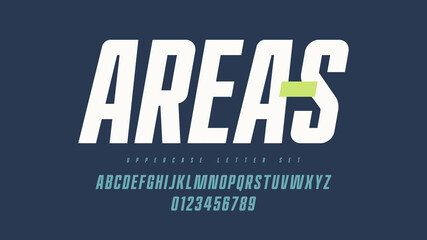 Vector condensed narrow bold san serif font, uppercase letter set, alphabet, typography - obrazy, fototapety, plakaty