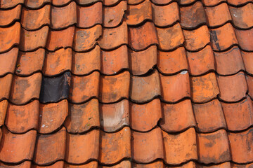 A close-up of the roof tiles on a house