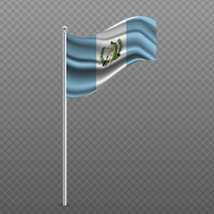 Guatemala waving flag on metal pole.