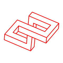 Logo. Impossible shape, optical illusion, vector. Optical art object. Geometric figure. Line art.