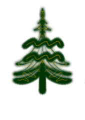 Naklejka na ściany i meble Green christmas tree. Christmas tree isolated on white. Aquarius zodiac sign. Christmas tree with the sign of the zodiac. Silhouette of the Christmas tree. Design element for a New Year's card