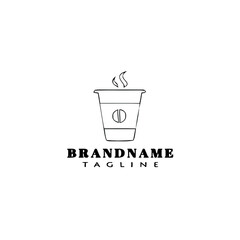 coffee takeaway cup logo cartoon icon design template black isolated illustration