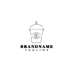 iced coffee logo cartoon icon design template black isolated vector