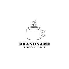 cute coffee cup logo cartoon icon design template black isolated vector illustration