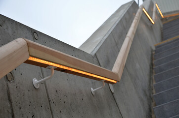 from the bottom of the handle is a recessed LED strip with yellow light. hidden built-in lamp shows...