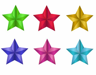 カラフルでシンプルな星イラスト