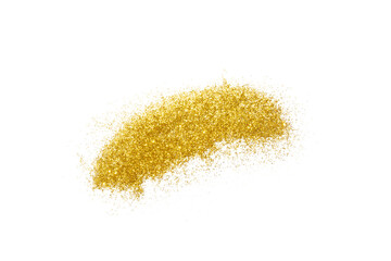 Golden glitter stroke isolated on white background. Shiny particles. Party, Merry Christmas, Happy New year decoration.