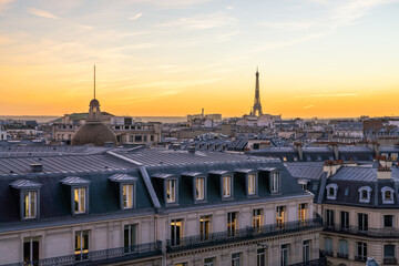 Paris skyline at sunset with view of the Eiffel Tower