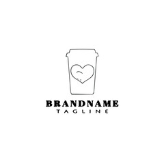 coffee takeaway cup logo cartoon icon design black isolated vector illustration