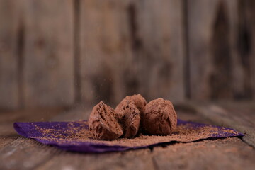 School truffles on wooden background