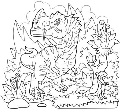 funny prehistoric dinosaurs, coloring book for children, outline illustration